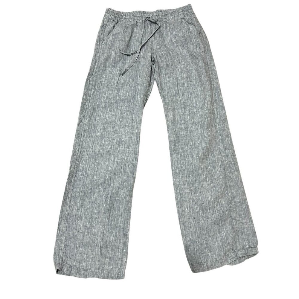 Allen Allen Linen Pants Size S Gray Tie Waist Lightweight Pull On